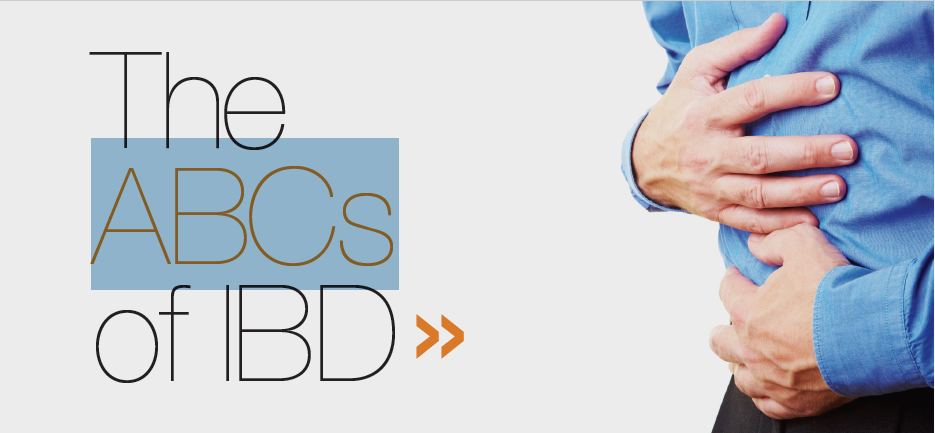 Man grasping his abdomen